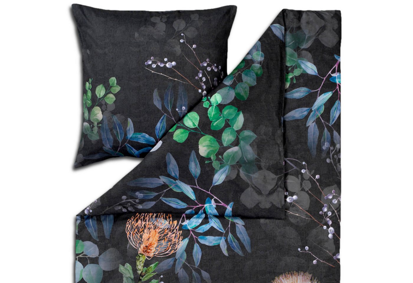 Estella Bettwäsche Midnight 4749 985 Multi, Mako-Satin, 2 teilig, Äste, Zweige, Blätter – Bild 2 von 5