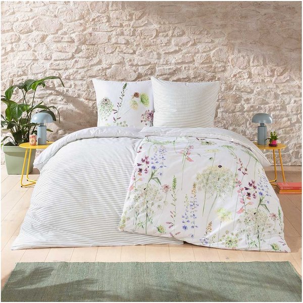 Estella Wendebettwäsche Meadow, Satin, 3 teilig, Der anschmiegsame und atmungsaktive Stoff aus Mako-Satin.