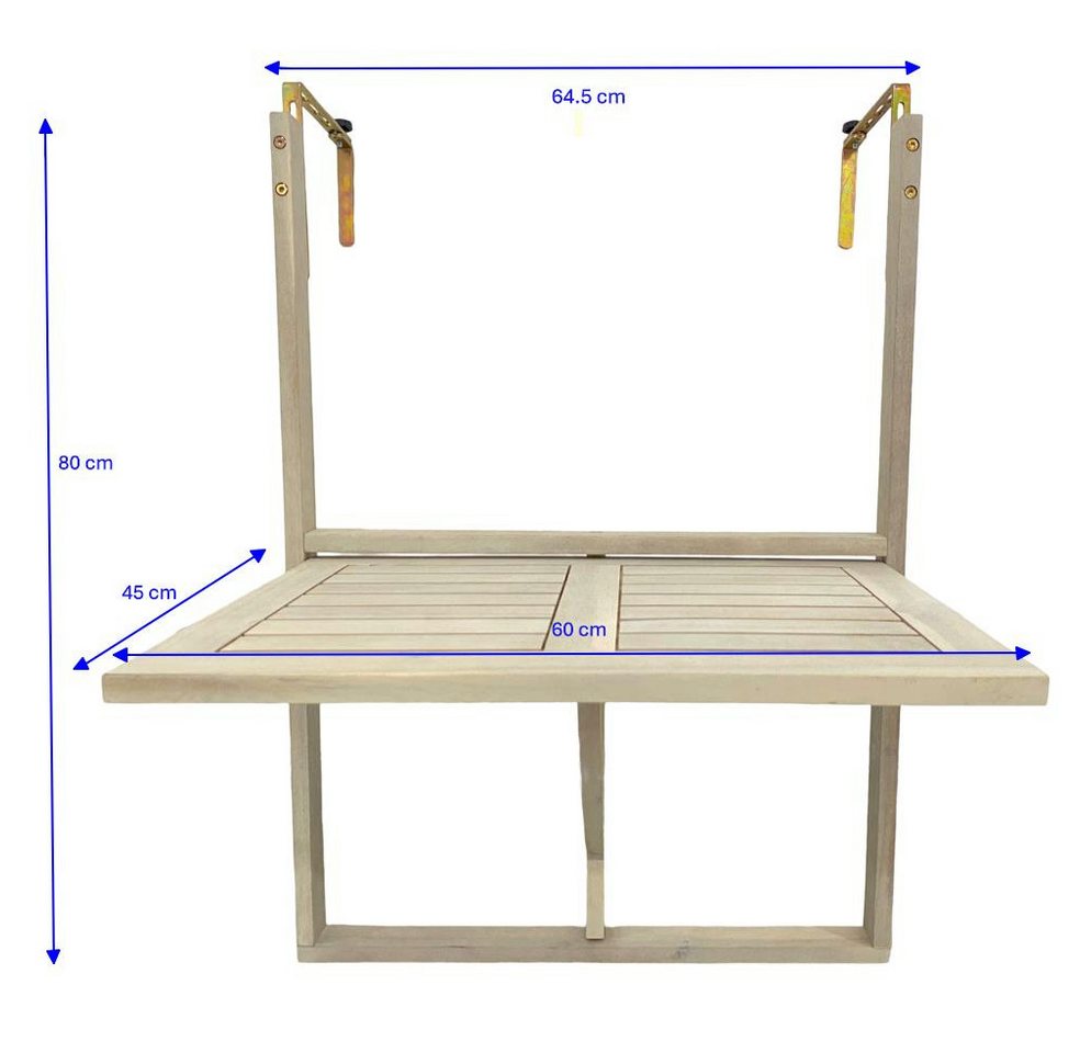 ESTEXO Gartentisch Balkonhängetisch Balkontisch Hängetisch Klapptisch Balkon Tisch Weiß – Bild 2 von 5