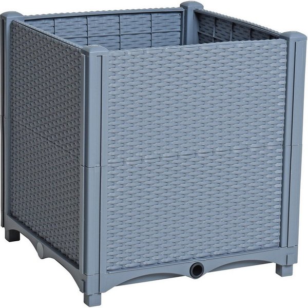 ESTEXO Hochbeet Blumenbeet Gemüsebeet 40x40x44 cm Pflanzbeet Polyrattan Grau