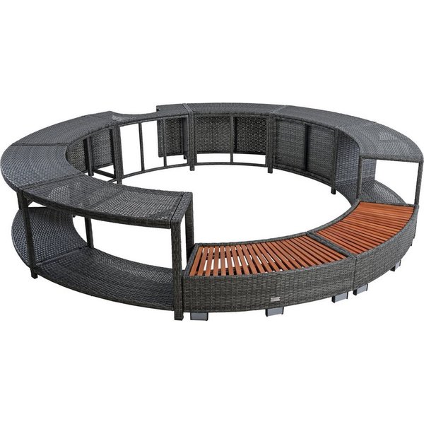ESTEXO Pooltreppe Whirlpool Umrandung Poolumrandung Poolverkleidung Rattan Rahmen Anth