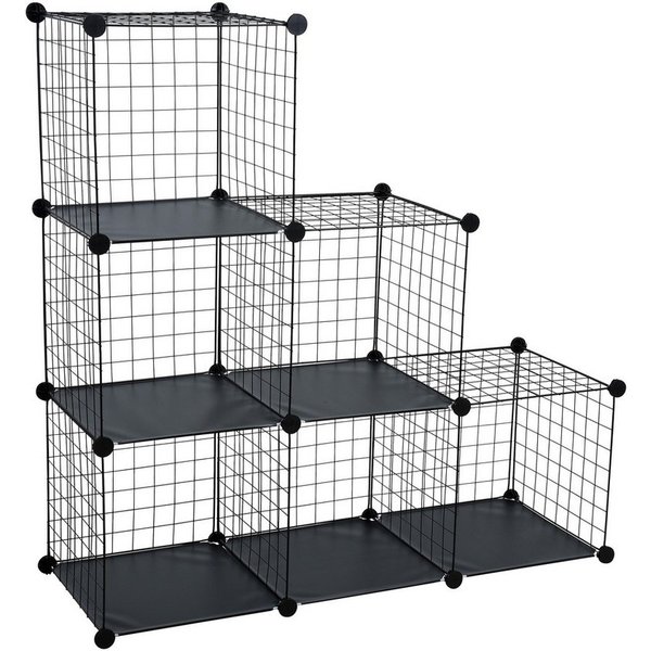 ESTEXO Regal Stufenregal system Steckregal 6 Fächer Gitter DIY Würfelregal Schwar