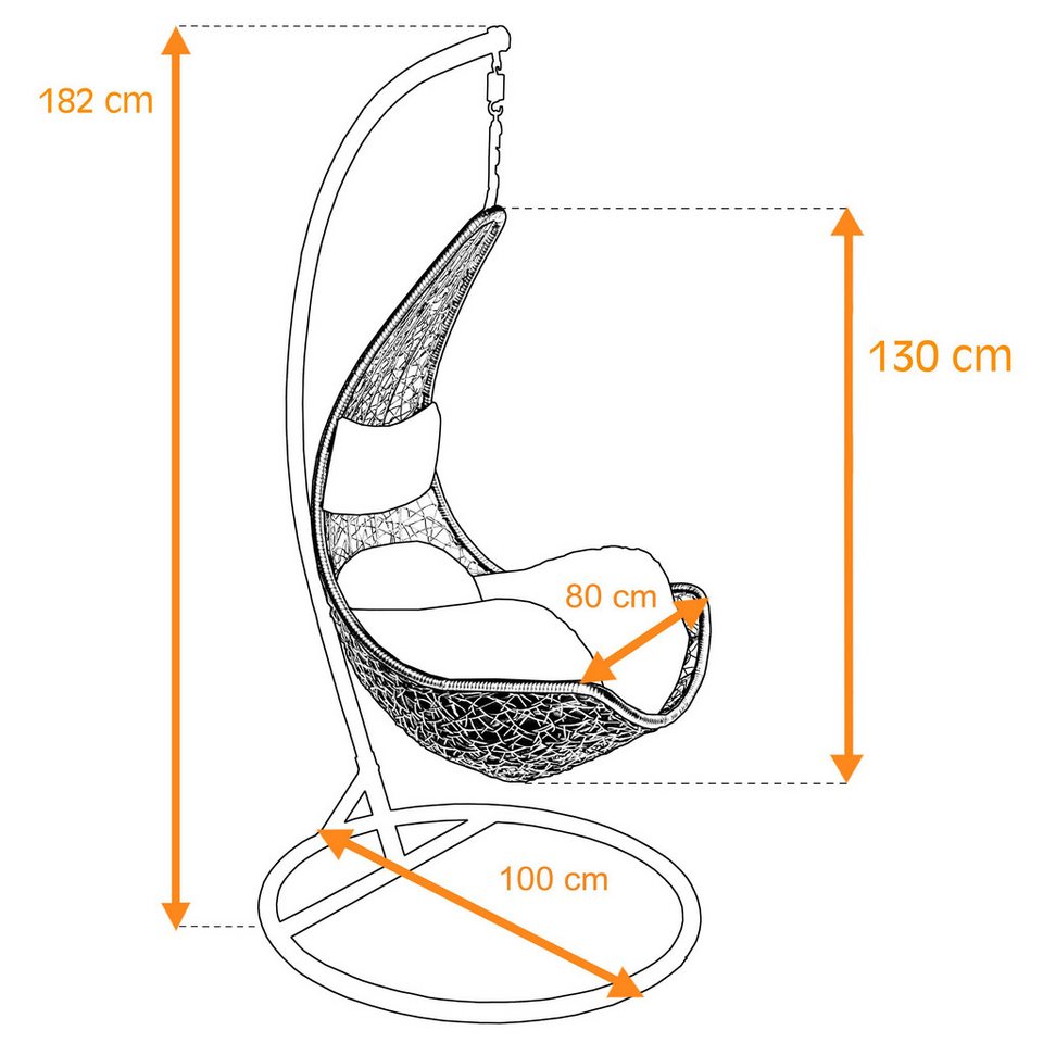 ESTEXO Sessel Hängesessel Polyrattan Hängekorb mit Gestell Hängestuhl Hängeschauke – Bild 2 von 5