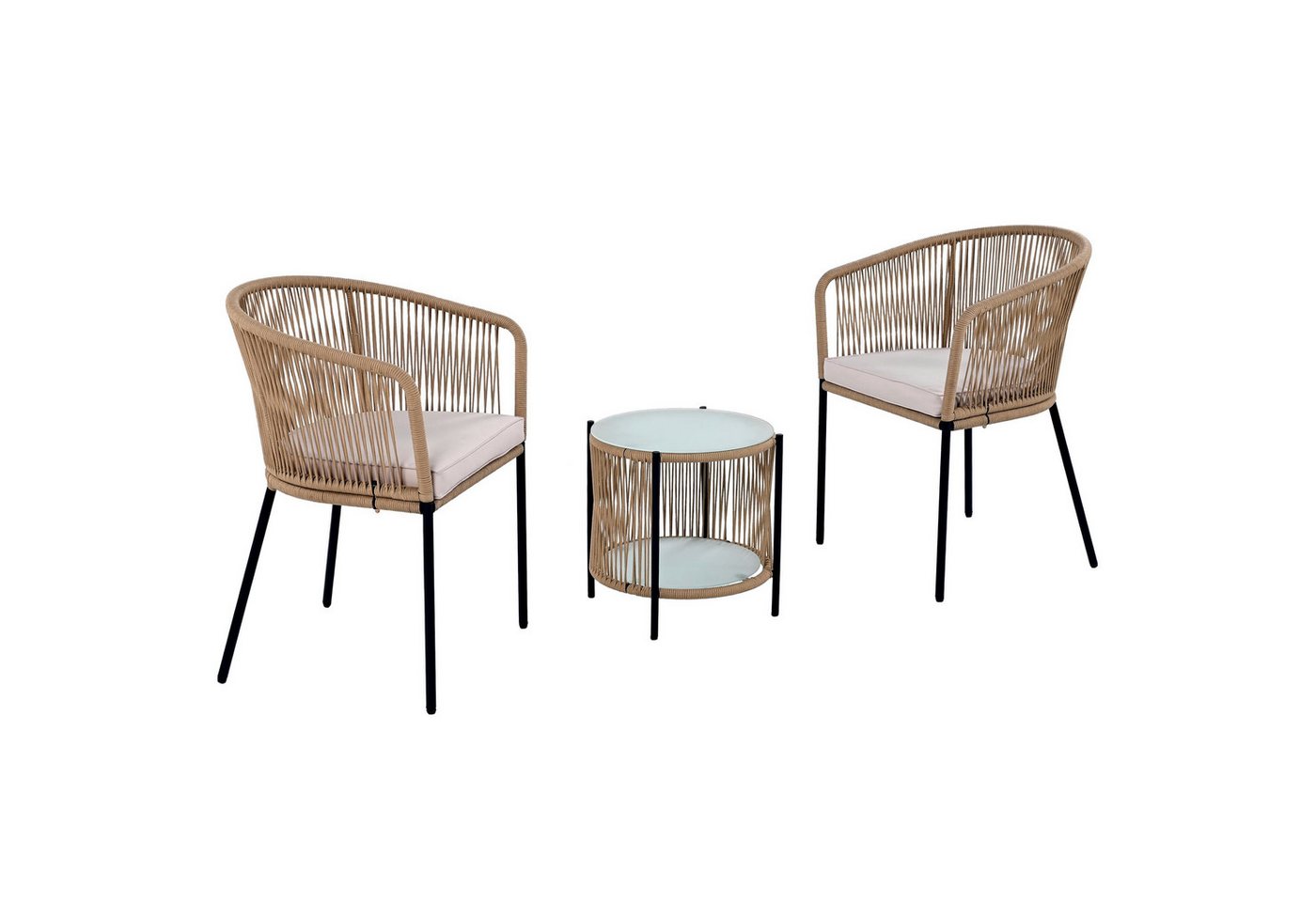 ESTEXO Sitzgruppe Balkonset Gartenset Bistro Set Gartenmöbel Set Outdoor Rope Beige – Bild 2 von 5