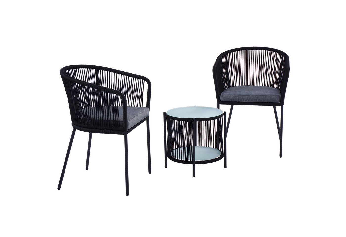 ESTEXO Sitzgruppe Balkonset Gartenset Bistro Set Gartenmöbel Set Outdoor Rope Schwarz – Bild 2 von 5