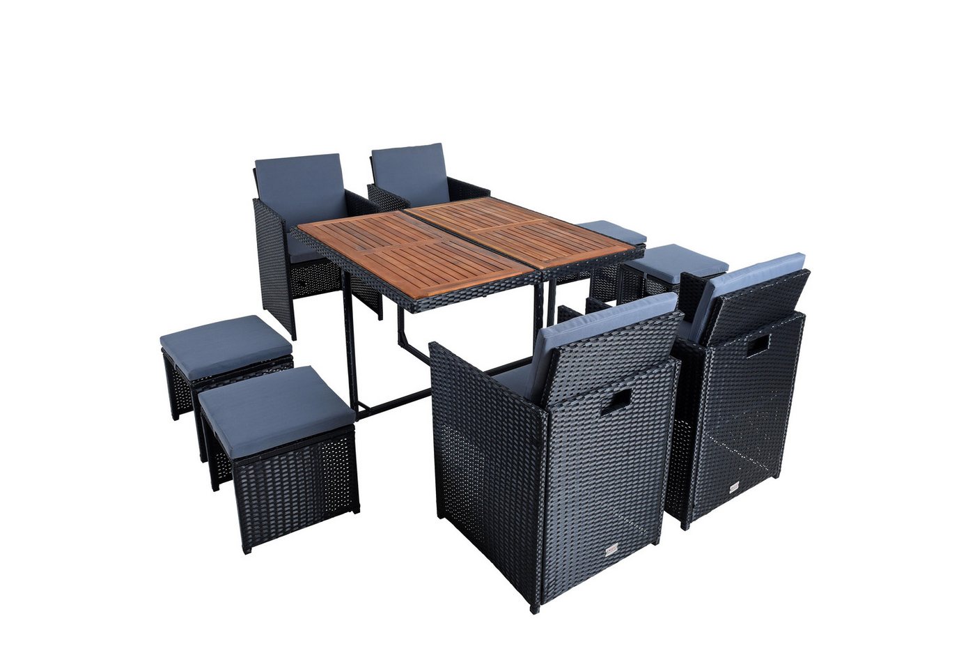 ESTEXO Sitzgruppe Polyrattan Gartenmöbel Set Rattanmöbel 8 Personen Gartenset Schwarz – Bild 5 von 5