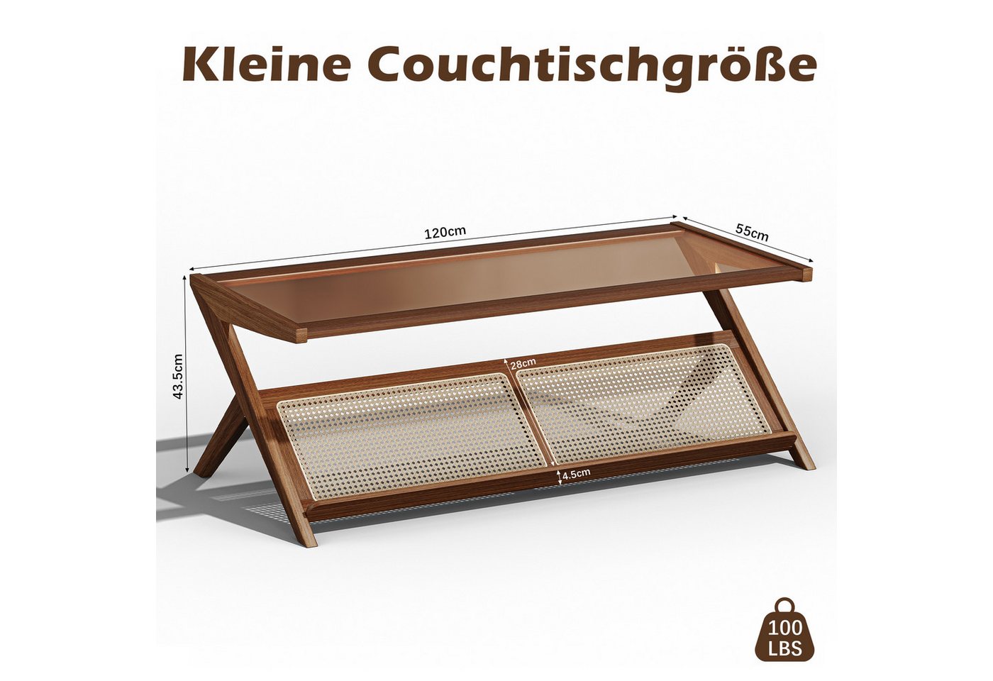 Estiliza Couchtisch moderner rechteckiger Wohnzimmertisch, 120×55×43,5 cm (1-St), 120 × 55 × 43,5 cm – Bild 2 von 5