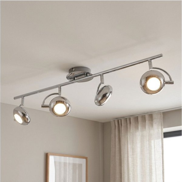 Esto LED Deckenspots, Leuchtmittel inklusive, Warmweiß, LED Deckenleuchte Stahl Chrom bewegliche Spots 4 Flammig
