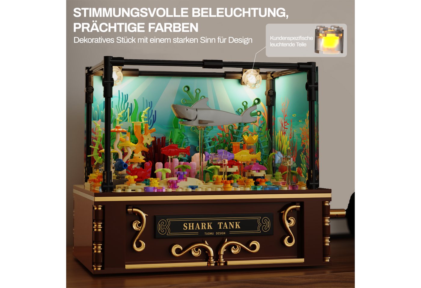 Esun Aquarium Baustein Sets Beleuchtetes, für Erwachsene und Kinder 721 St. Spielbausteine, (SET, 721 St., Aquarium Baustein Sets), Tierbauspielzeug für Jungen  – Bild 2 von 5