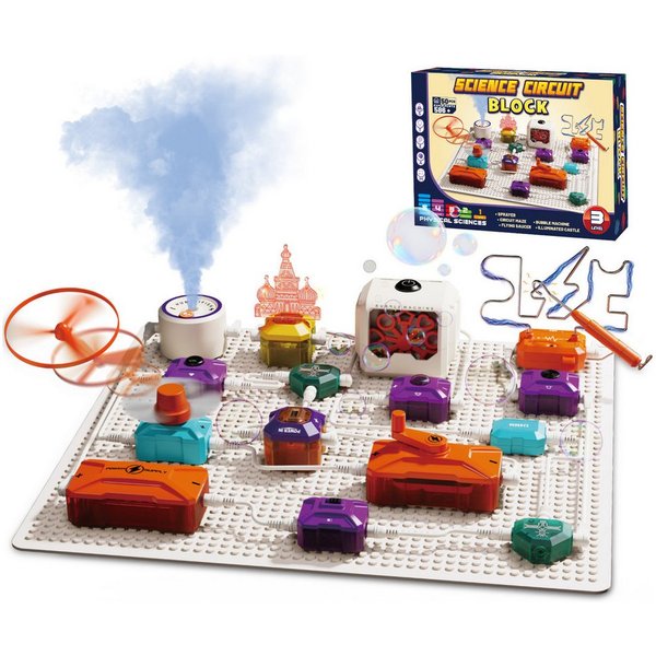 Esun Experimentierkasten Elektronik Baukasten, Experimente für Kinder, 50 STEM Physikspielzeug, (Set, 50-tlg., Komplettset), Blasenmacher, Ventilator, Fliegende