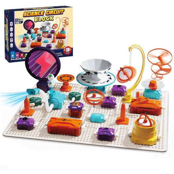 Esun Experimentierkasten Elektronik Baukasten, Experimente für Kinder, 72 STEM Physikspielzeug, (Set, 72-tlg., Komplettset), Mit Lüfter, RGB-Beleuchtung Fliegen