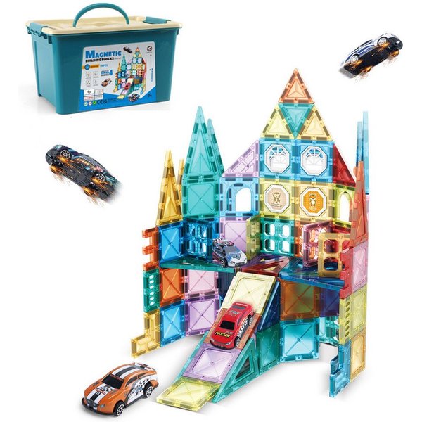 Esun Magnetische Bausteine, 108 Teile Starker Magnet Spielzeug Kinder Magnetspielbausteine, (Set, 108 St., Komplettset), Farbenfrohe Magnetbausteine für Kinder 