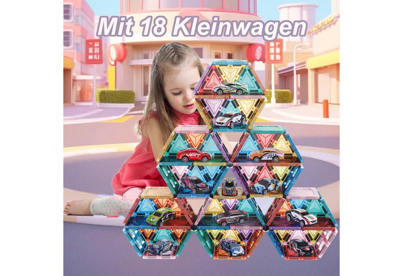 Esun Magnetische Bausteine, 108 Teile Starker Magnet Spielzeug Kinder Magnetspielbausteine, (Set, 108 St., Komplettset), Farbenfrohe Magnetbausteine für Kinder  – Bild 2 von 5