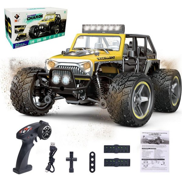 Esun RC-Auto Ferngesteuertes Auto Ab 8 Jahre, RC Auto mit LED Lights, 1/22 RC Car (Dichtungsbox, Komplettset), Ferngesteuertes Auto für Erwachsene, Fernbedienun