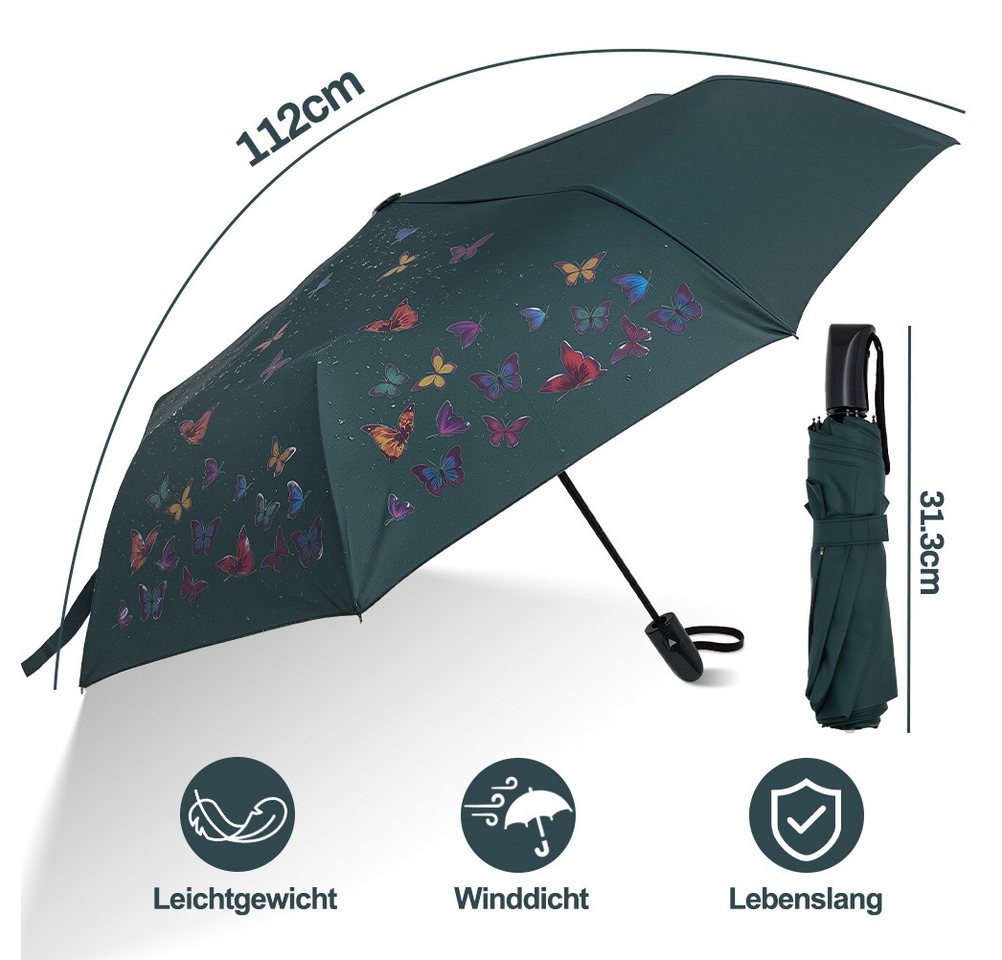 Esun Taschenregenschirm Regenschirm, Umbrella Schirm mit Farbwechsel Regen Taschenschirm, Sonnenschirm, Schirm Klein, Taschenschirm Faltbar – Bild 3 von 5