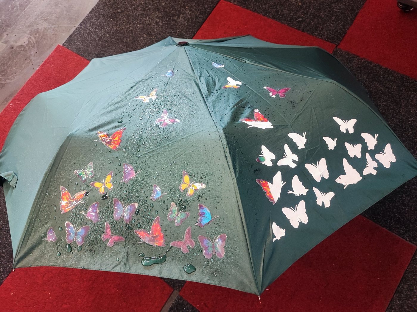 Esun Taschenregenschirm Regenschirm, Umbrella Schirm mit Farbwechsel Regen Taschenschirm, Sonnenschirm, Schirm Klein, Taschenschirm Faltbar – Bild 4 von 5