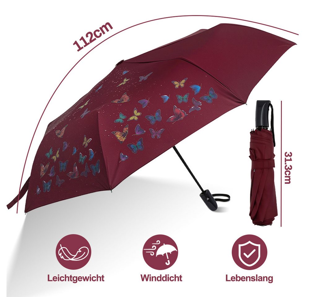 Esun Taschenregenschirm Regenschirm, Umbrella Schirm mit Farbwechsel Regen Taschenschirm, Sonnenschirm, Schirm Klein, Taschenschirm Faltbar – Bild 3 von 5