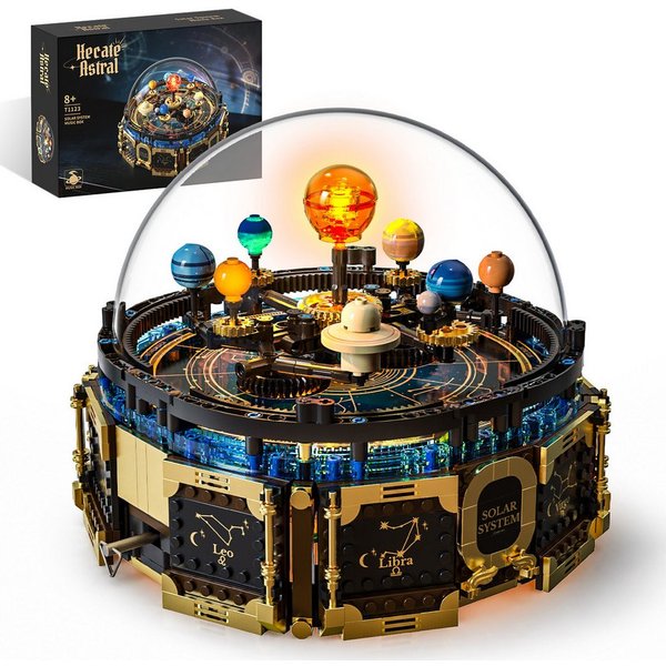 Esun Technik Sonnensystem Modell ab 6 8 10+ Jahre Jungen Kinder, Musikbox Spielbausteine, (Set, 989 St., Technik Sonnensystem Modell)