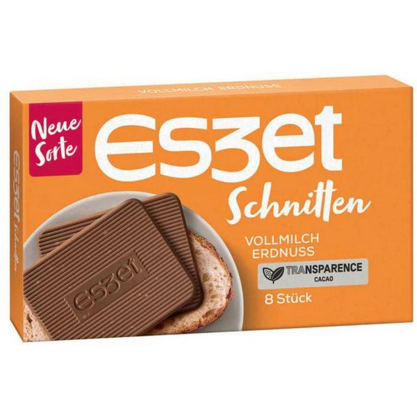 ESZET Schokolade, Eszet Schnitten Vollmilch Erdnuss mit gehackten Erdnüssen 75g