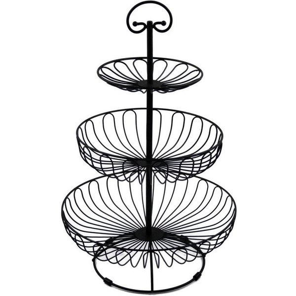 Auroni Etagere Auroni 3- stöckige Etagere schwarz, Metall, Obstschale - Obstkorb - Obst Etagere - schwarz - 3-stöckig