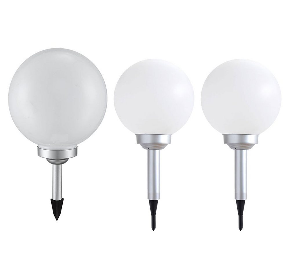 etc-shop LED Gartenleuchte, LED-Leuchtmittel fest verbaut, Warmweiß, 3er Set LED Solar Außen Leuchte Garten Deko Steck Lampen Kugeln – Bild 2 von 5