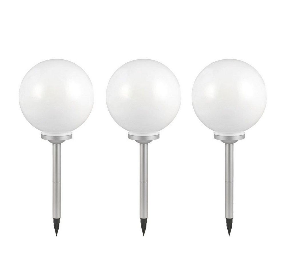 etc-shop LED Gartenleuchte, LED-Leuchtmittel fest verbaut, 3er-Set LED Solar Außen Garten Leuchten Kugel Lampen Wiese Rasen – Bild 2 von 5