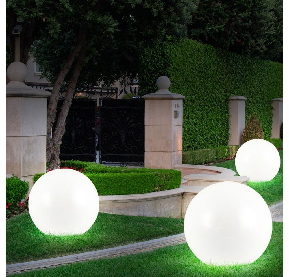 etc-shop LED Gartenleuchte, LED-Leuchtmittel fest verbaut, 3er-Set LED Solar Außen Garten Leuchten Kugel Lampen Wiese Rasen – Bild 3 von 5