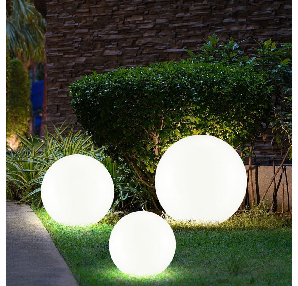 etc-shop LED Gartenleuchte, LED-Leuchtmittel fest verbaut, 3er Set LED Solar Außen Leuchten Balkon Beleuchtung Garten Deko Steck – Bild 3 von 5