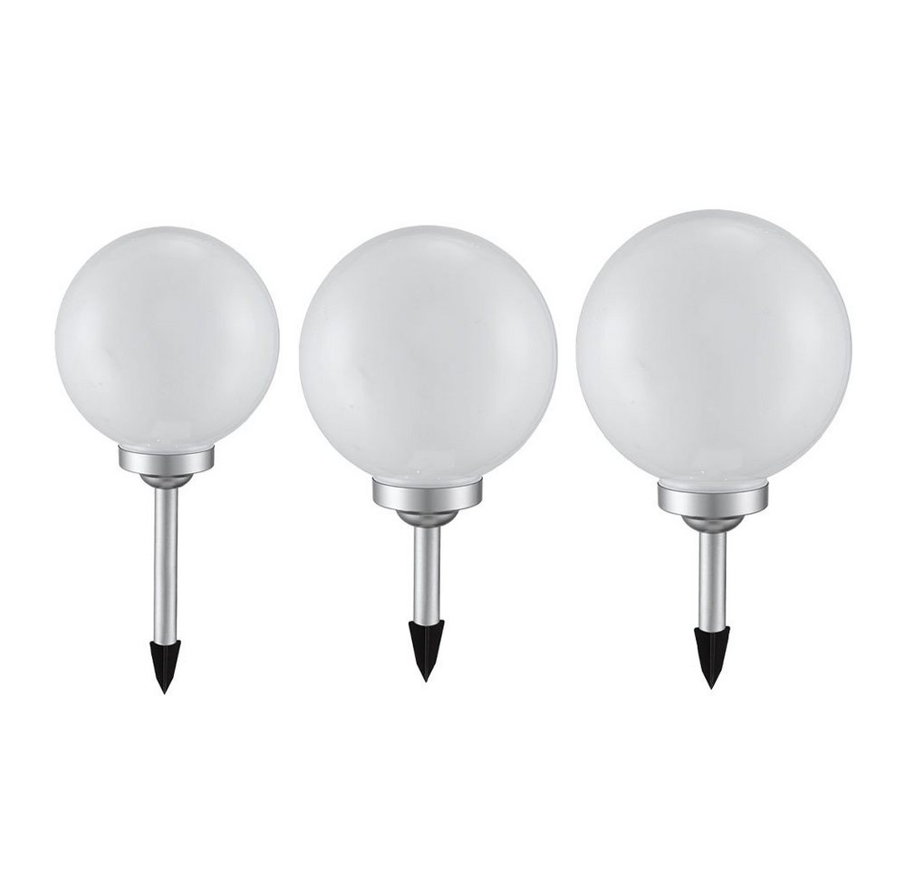 etc-shop LED Kugelleuchte, LED-Leuchtmittel fest verbaut, Warmweiß, 3er Set LED Außen Solar Kugel Leuchten Garten Beleuchtung Rasen- – Bild 2 von 5