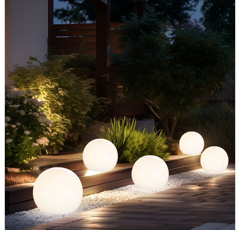 etc-shop LED Solarleuchte, LED-Leuchtmittel fest verbaut, Kugelleuchte Solar 10 cm Solarleuchte Kugel Garten LED Gartendeko – Bild 3 von 5