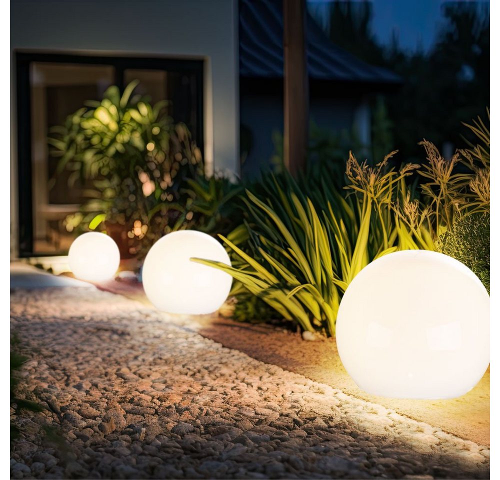 etc-shop LED Solarleuchte, LED-Leuchtmittel fest verbaut, Kugelleuchte Solar 10 cm Solarleuchte Kugel Garten LED Gartendeko – Bild 4 von 5