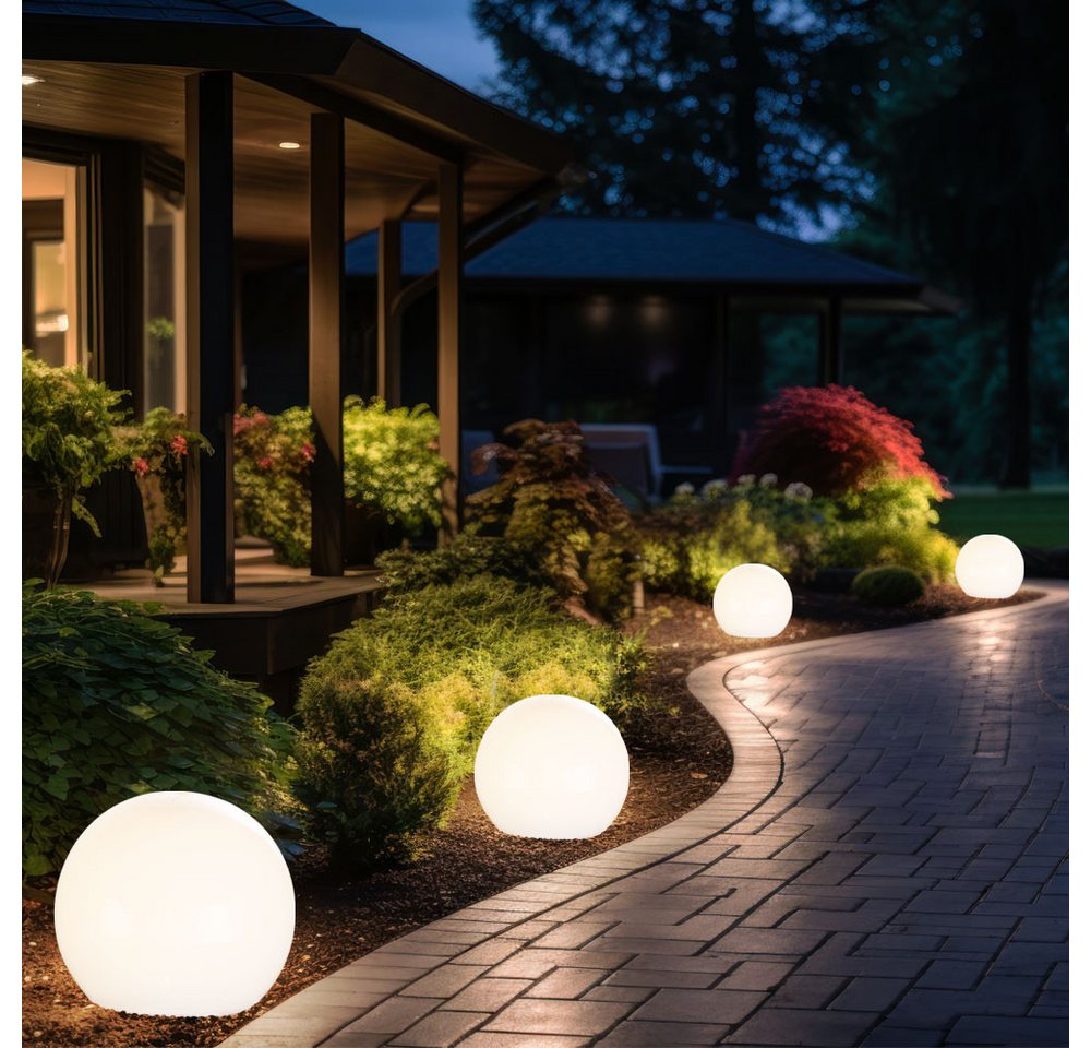 etc-shop LED Solarleuchte, LED-Leuchtmittel fest verbaut, Kugelleuchte Solar 10 cm Solarleuchte Kugel Garten LED Gartendeko – Bild 5 von 5