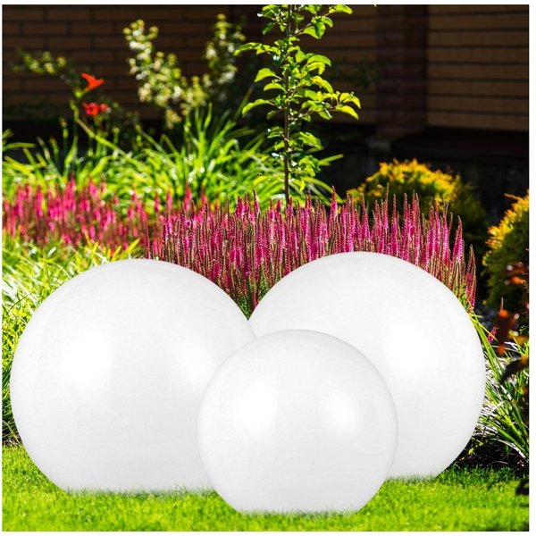 etc-shop LED Solarleuchte, LED-Leuchtmittel fest verbaut, Warmweiß, 3er Set LED Solar Leuchte Kugeln Steckleuchten Gartenlampe