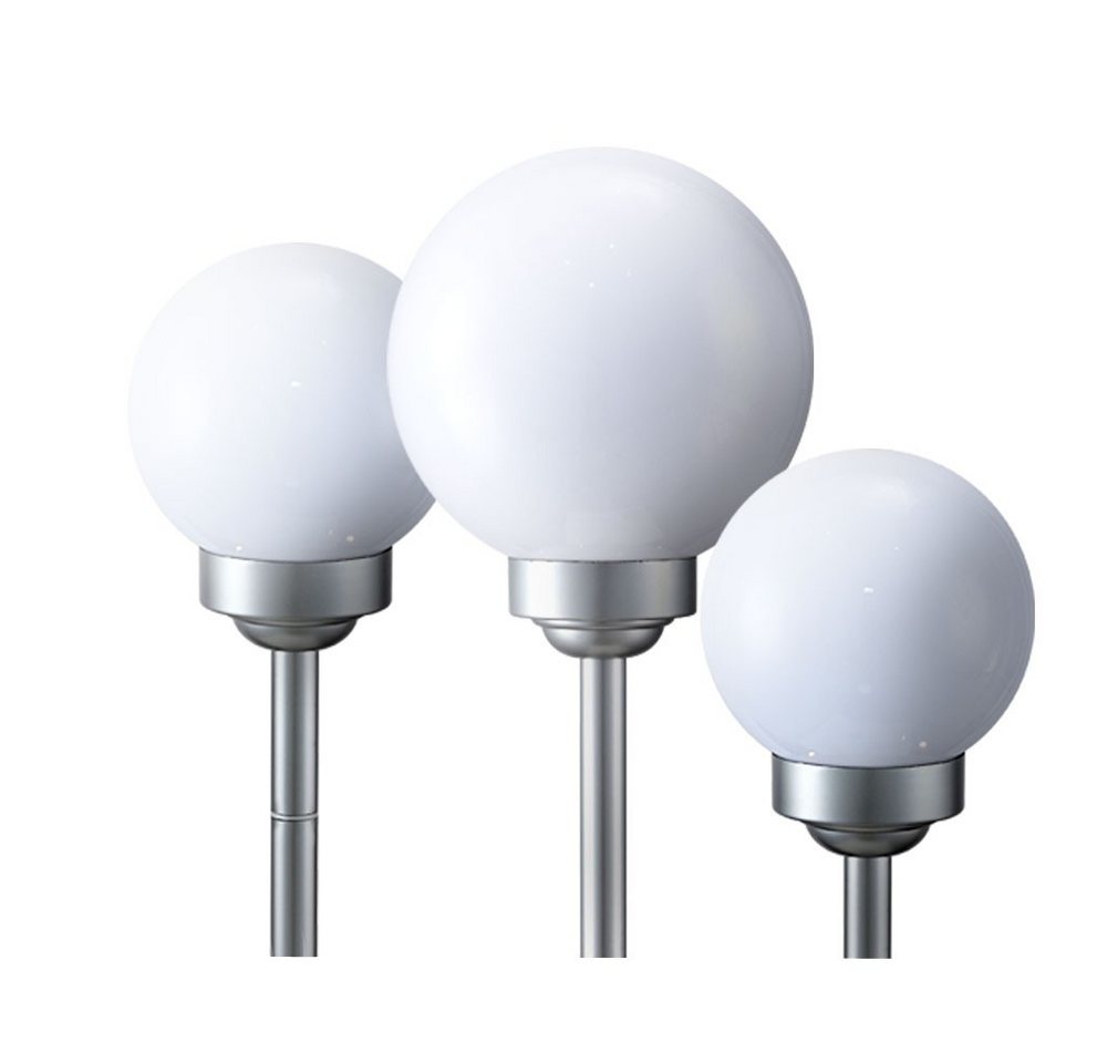 etc-shop LED Solarleuchte, LED-Leuchtmittel fest verbaut, Warmweiß, 3er Set LED Solar Leuchte Kugeln Steckleuchten Gartenlampe – Bild 2 von 5