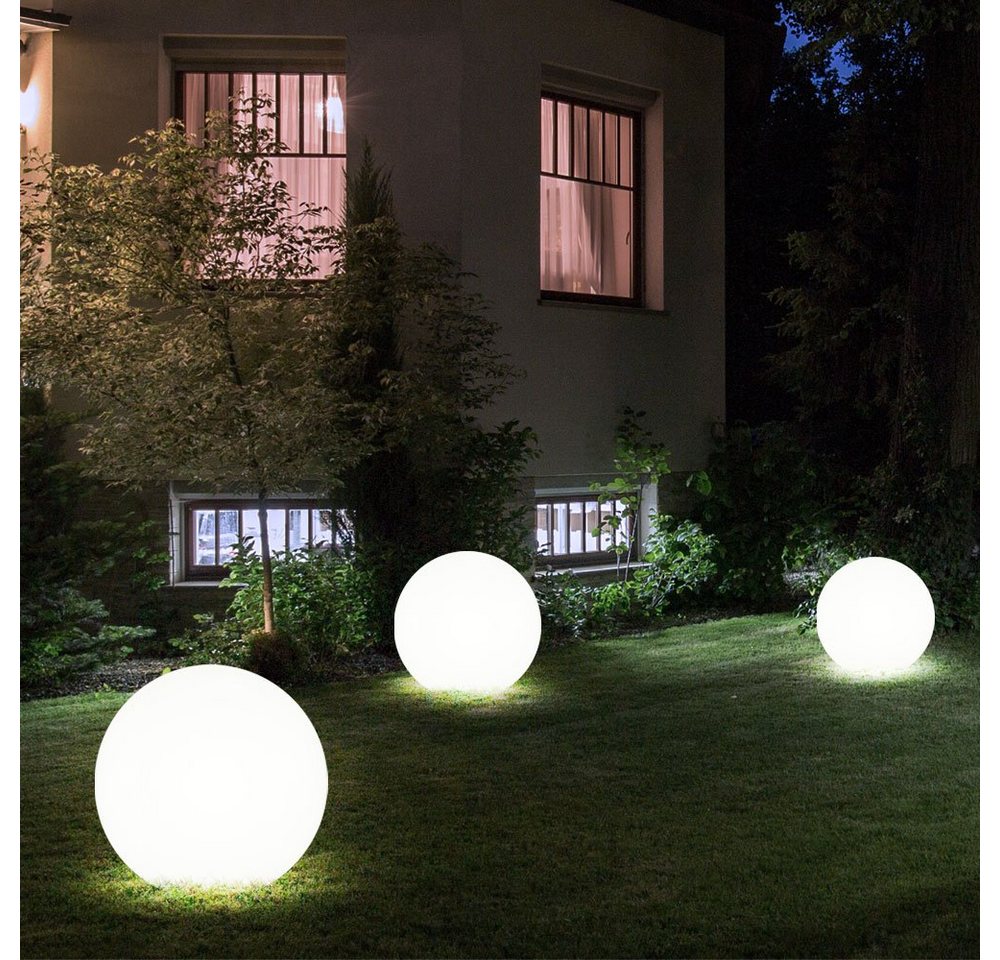 etc-shop LED Solarleuchte, LED-Leuchtmittel fest verbaut, Warmweiß, 3er Set LED Solar Leuchte Kugeln Steckleuchten Gartenlampe – Bild 3 von 5