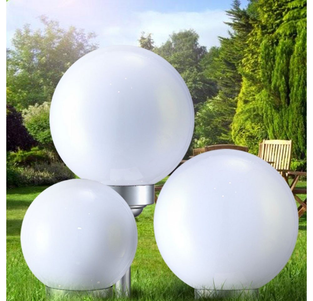 etc-shop LED Solarleuchte, LED-Leuchtmittel fest verbaut, Warmweiß, 3er Set LED Solar Leuchte Kugeln Steckleuchten Gartenlampe – Bild 5 von 5