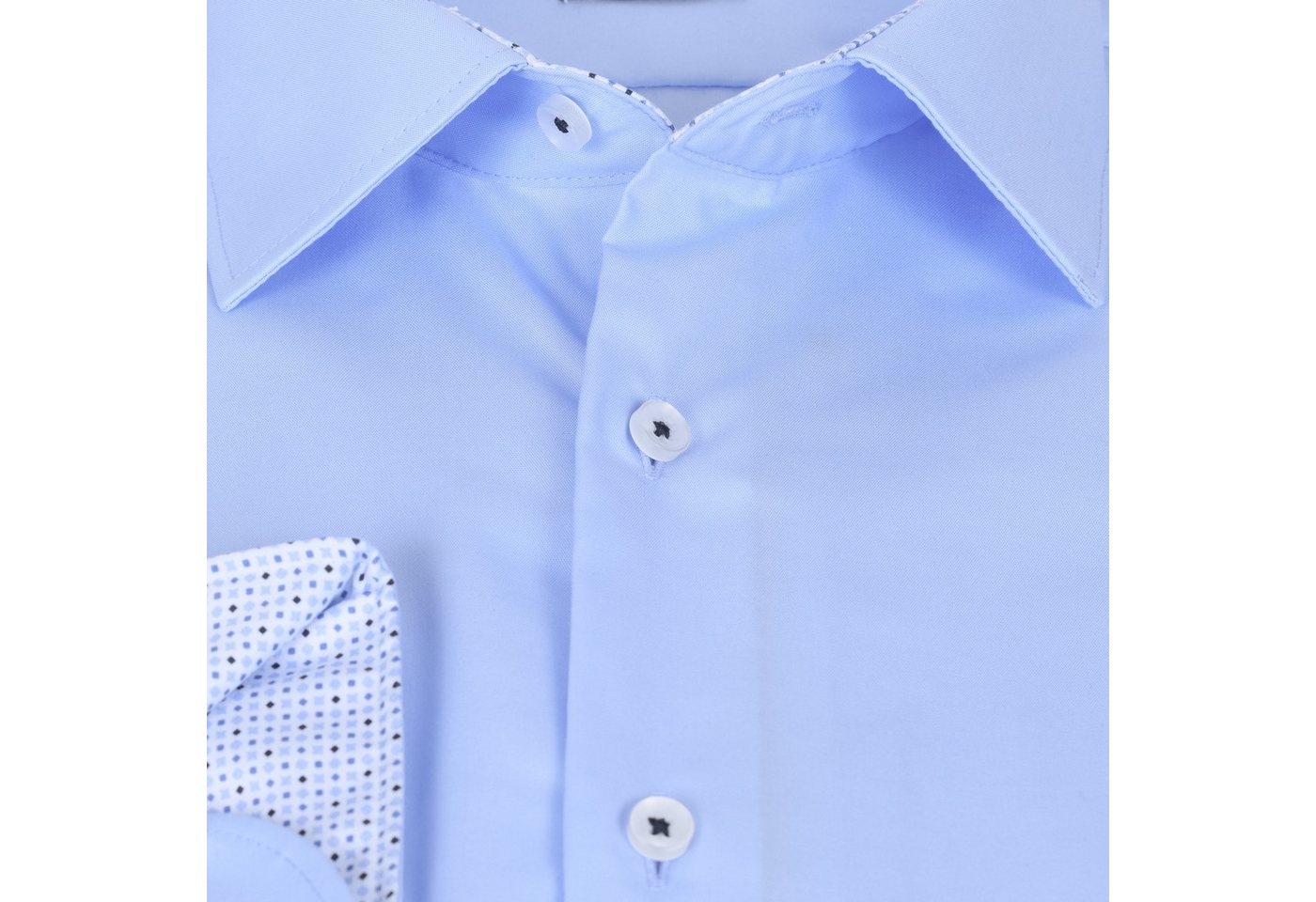 Eterna Langarmhemd Businesshemd Slim Fit, Hellblau, Bügelleicht, Dynamic Cotton™ Regular Langarm 67cm I 100% Baumwolle I Kentkragen mit Ausputz – Bild 2 von 5