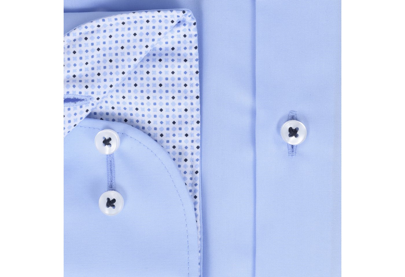 Eterna Langarmhemd Businesshemd Slim Fit, Hellblau, Bügelleicht, Dynamic Cotton™ Regular Langarm 67cm I 100% Baumwolle I Kentkragen mit Ausputz – Bild 3 von 5