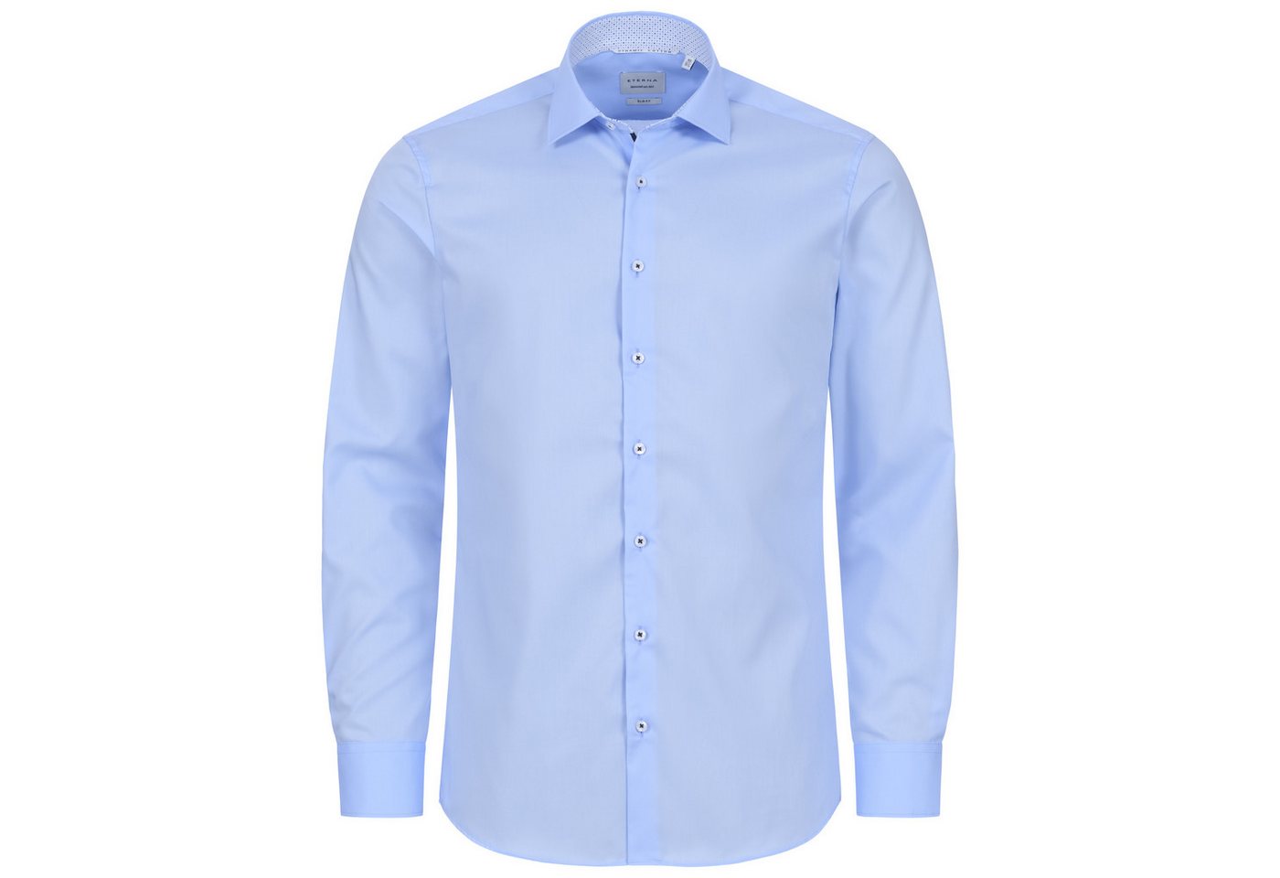 Eterna Langarmhemd Businesshemd Slim Fit, Hellblau, Bügelleicht, Dynamic Cotton™ Regular Langarm 67cm I 100% Baumwolle I Kentkragen mit Ausputz – Bild 4 von 5