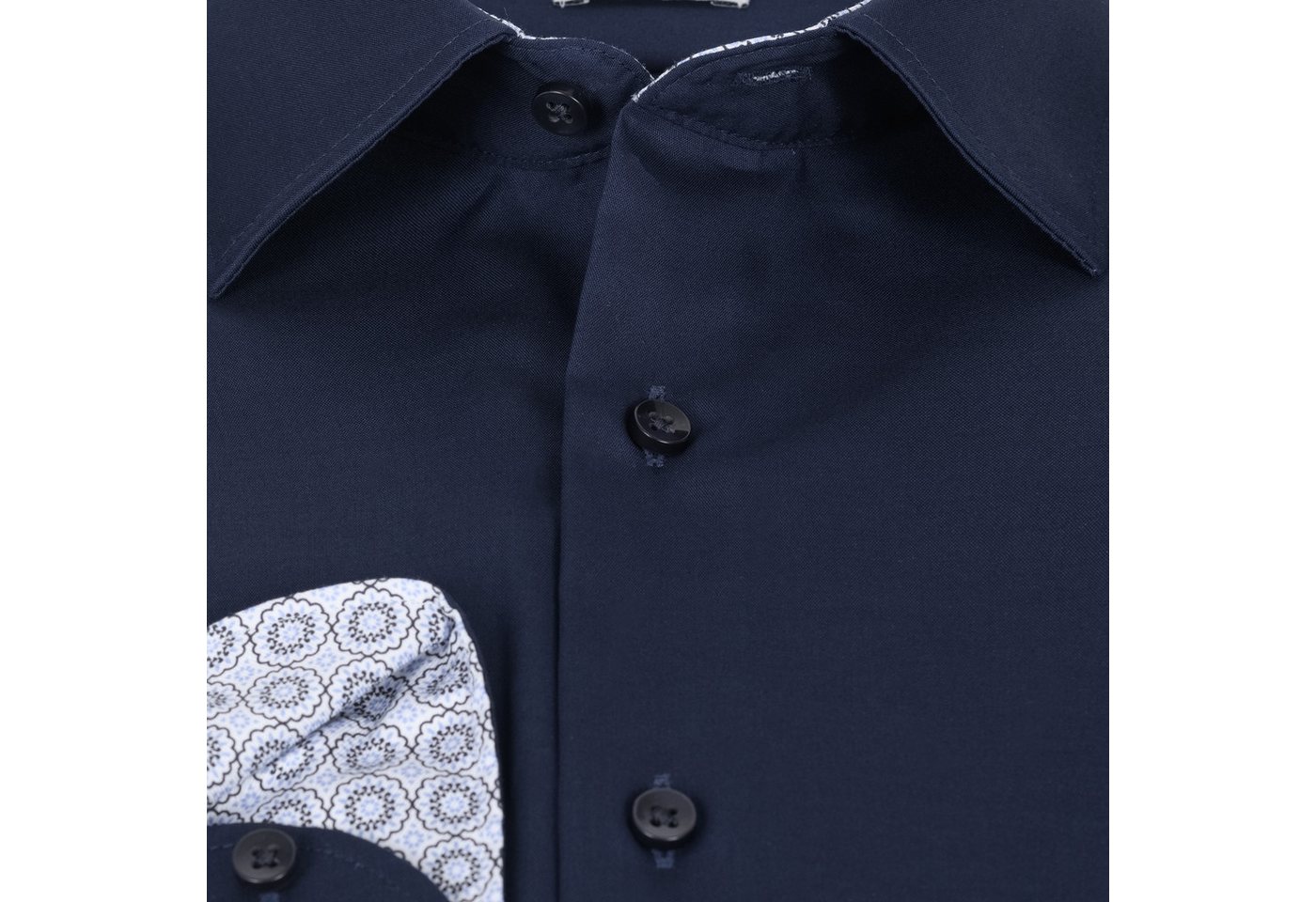 Eterna Langarmhemd Slim Fit, Marine, Bügelfrei, Dynamic Cotton™, Kentkragen – Bild 2 von 5