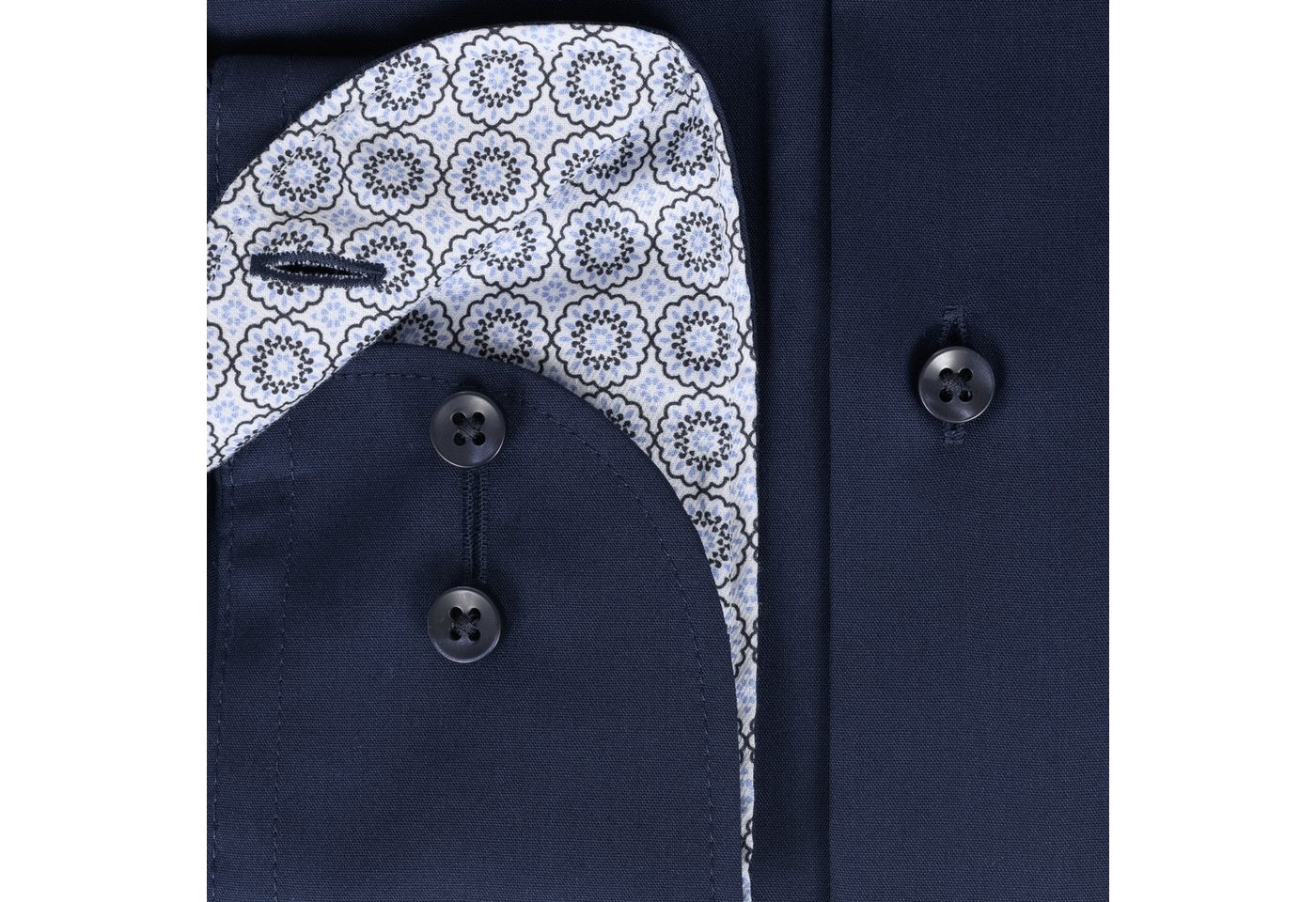 Eterna Langarmhemd Slim Fit, Marine, Bügelfrei, Dynamic Cotton™, Kentkragen – Bild 3 von 5