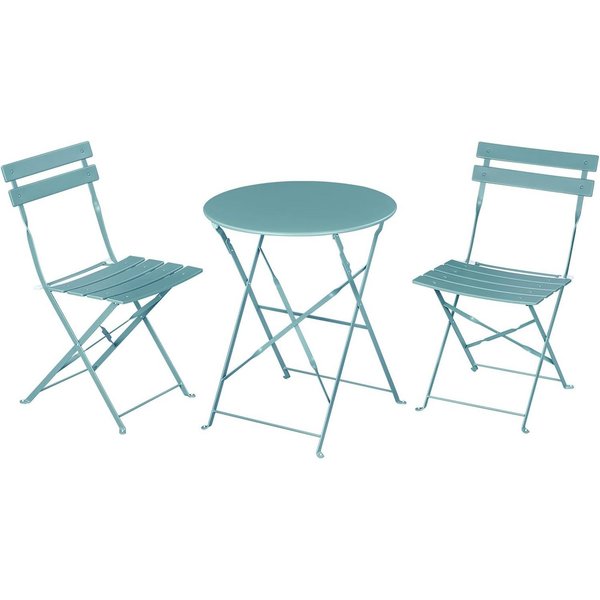 EUGAD Balkonset, (Set, 1-tlg., 1 Tisch, 2 Stühle), klappbar, aus Metall für Balkon Garten