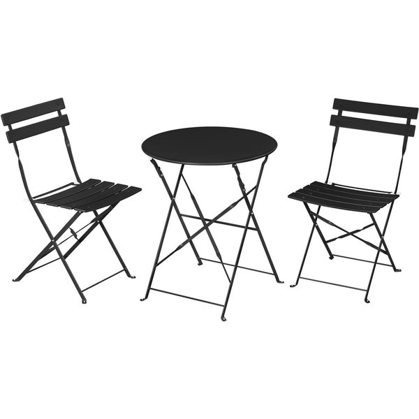 EUGAD Balkonset, (1-tlg), Balkonmöbel 3-teilig, Bistrotisch mit 2 Stühlen, klappbar