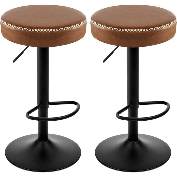 EUGAD Barhocker (2 St), drehbar, höhenverstellbar, Metallgesetll, Vintage-Kunstleder