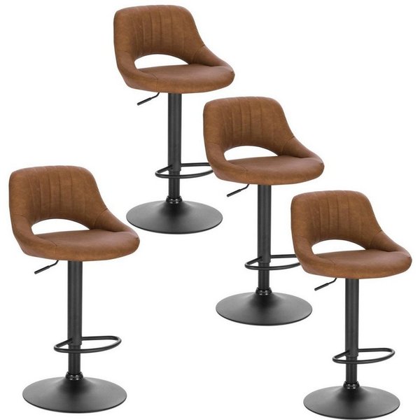 EUGAD Barhocker (4 St), aus Kunstleder und Stahl stufenlos höhenverstellbar
