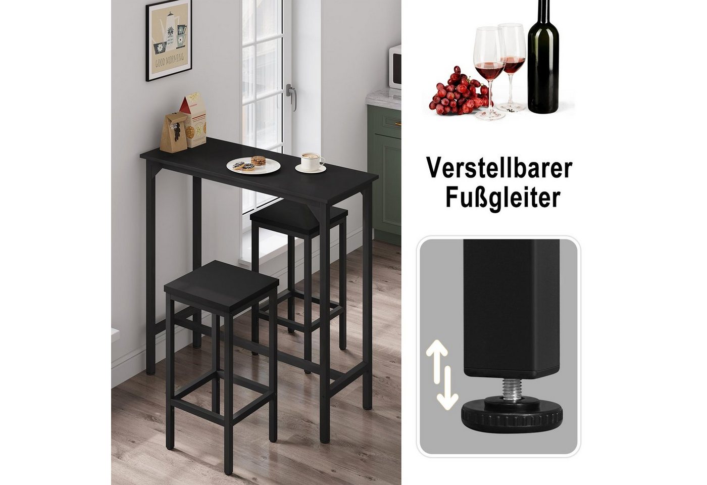EUGAD Bartisch (1-St), hoch, für Bar Bistro Kücheninsel Balkon – Bild 5 von 5