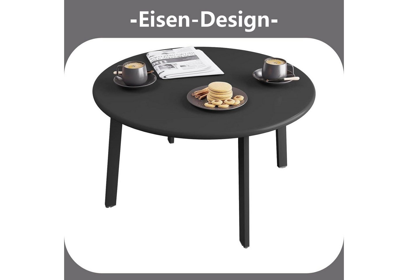 EUGAD Beistelltisch (1-St), rund, Gartentisch φ70xH40 cm, Industrial Design – Bild 4 von 5