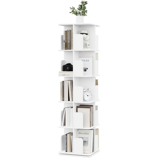EUGAD Bücherregal, 1-tlg., Bücherschrank mit 5 Ebenen, 360° drehbar, 40x155x40 cm