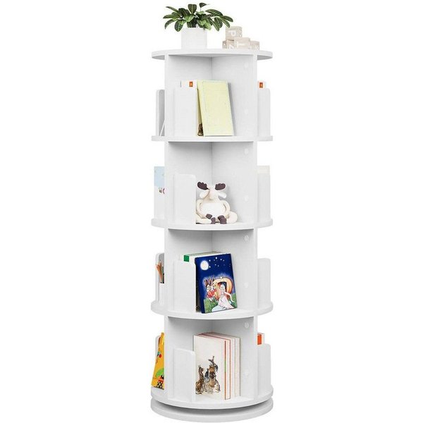 EUGAD Bücherregal, 1-tlg., drehbar, 4 Ebenen 16 Fächer, Standregal