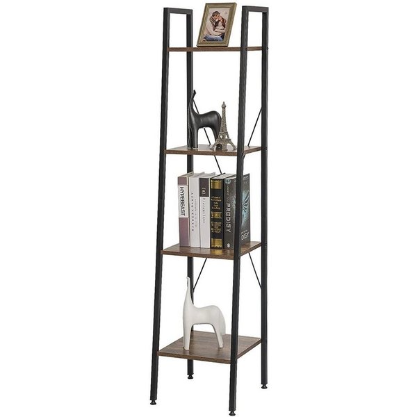 EUGAD Bücherregal, 1-tlg., Leiterregal mit 4 Ebenen, MDF, Metall 34x35x148 cm
